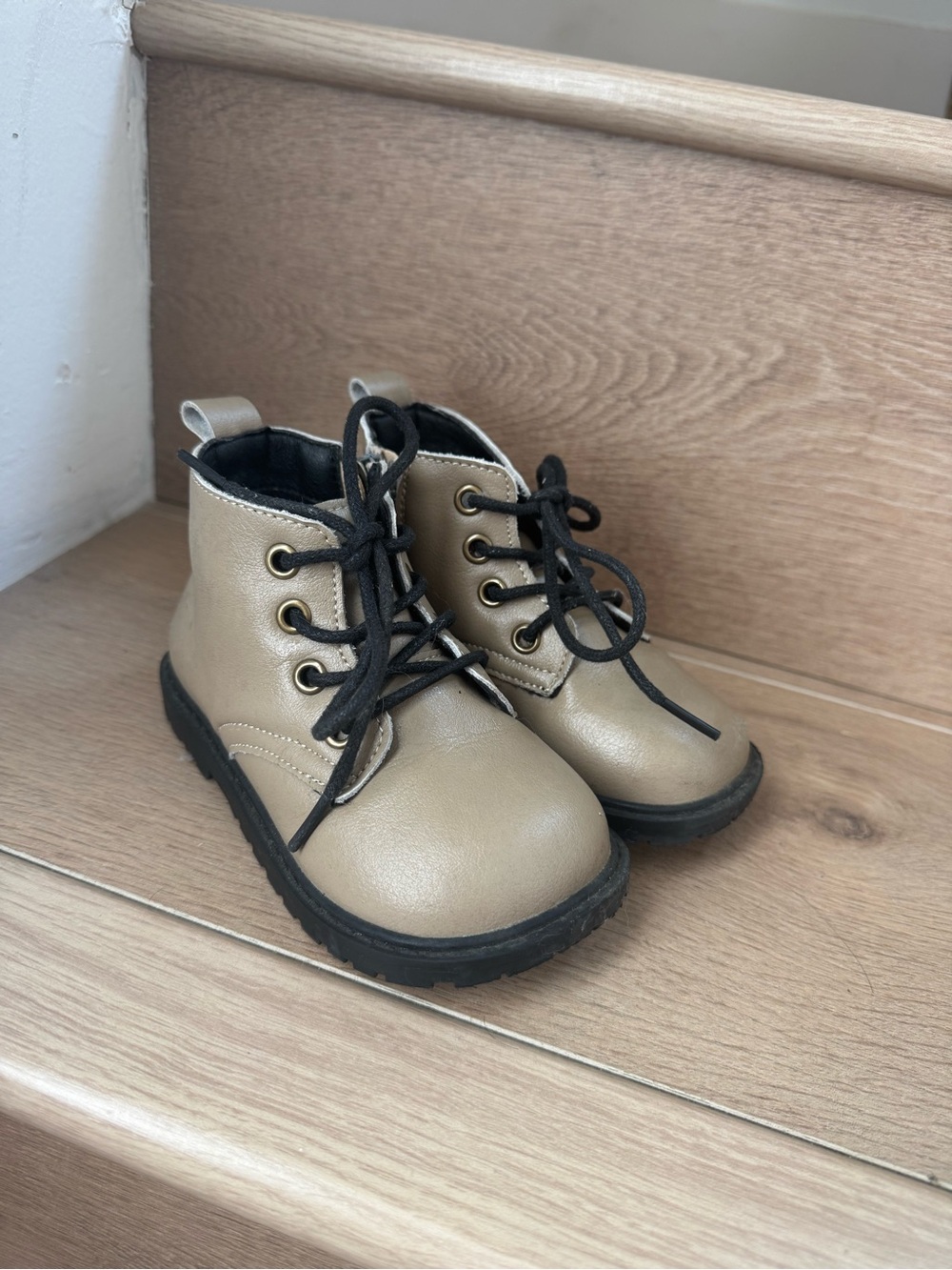 Kids Metallic Gold Lace-Up Ankle Boots